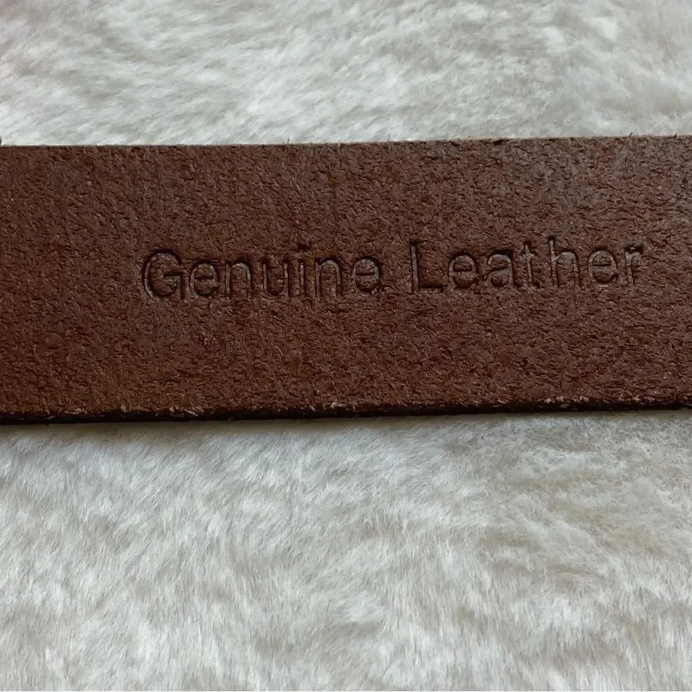 Timberland Brown Leather Belt With Silver Rivets Size Medium